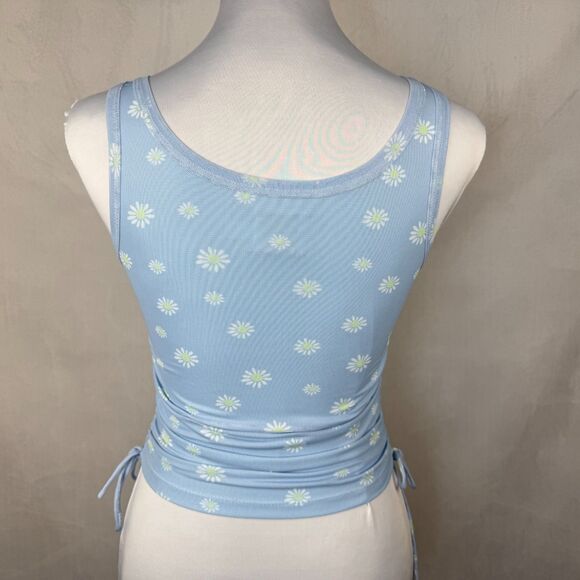 Princess Polly XX Women Sz 4 Floral Mesh Crop Top Round Neck Side Ruched - Picture 3 of 7